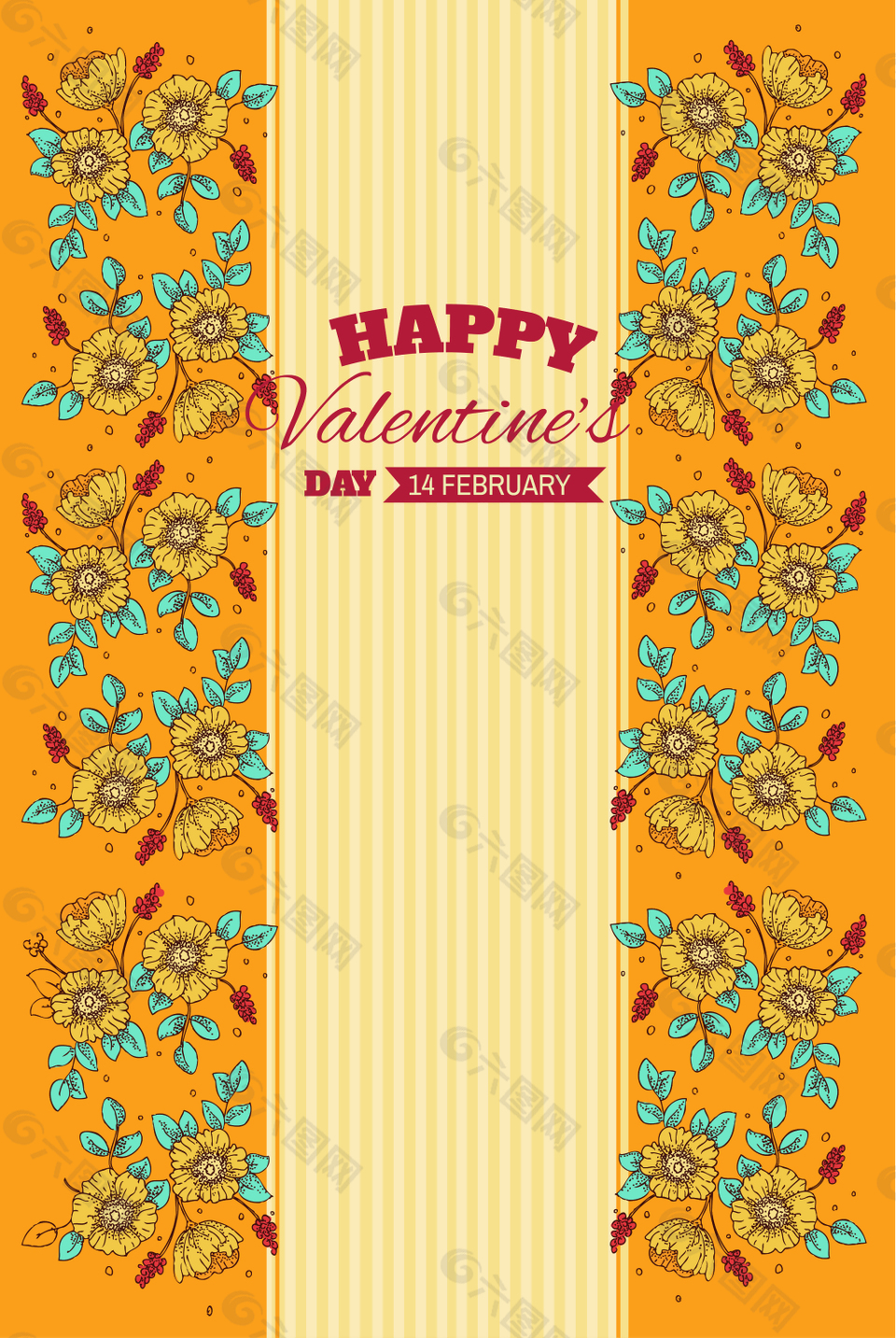 绚丽花卉情人节海报背景素材