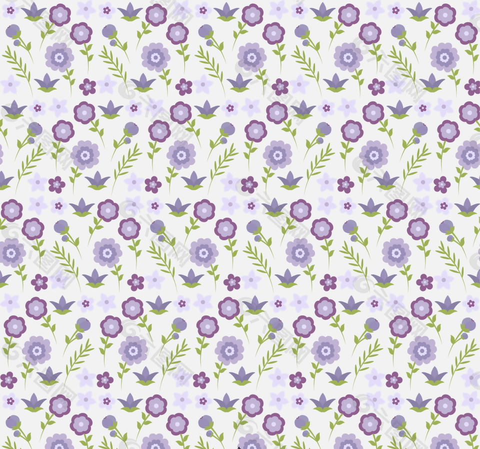 装饰小紫花带叶图案