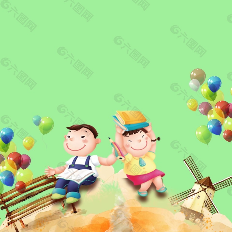 卡通男孩女孩童趣插画