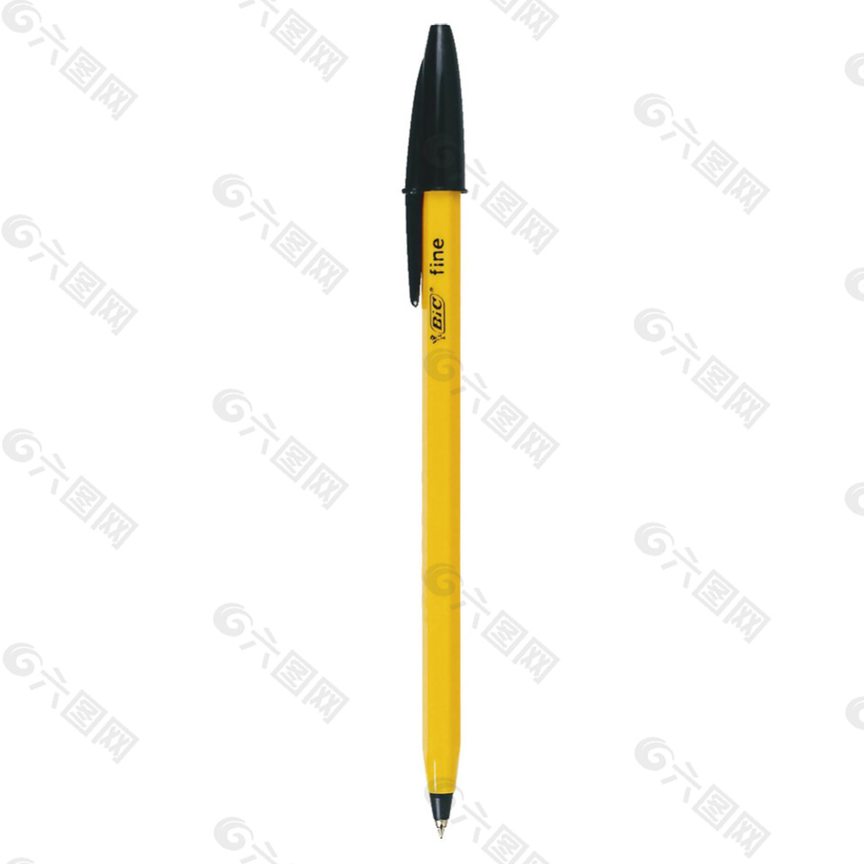 黑色笔筒黄色圆珠笔免抠png透明素材