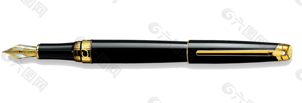漂亮黑色写字钢笔免抠png透明素材