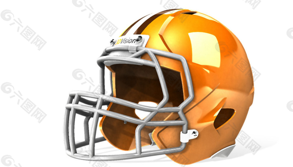 橙色漂亮橄榄球头盔免抠png透明素材