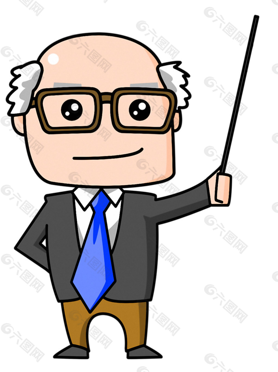卡通花白头发男老师免抠png透明素材
