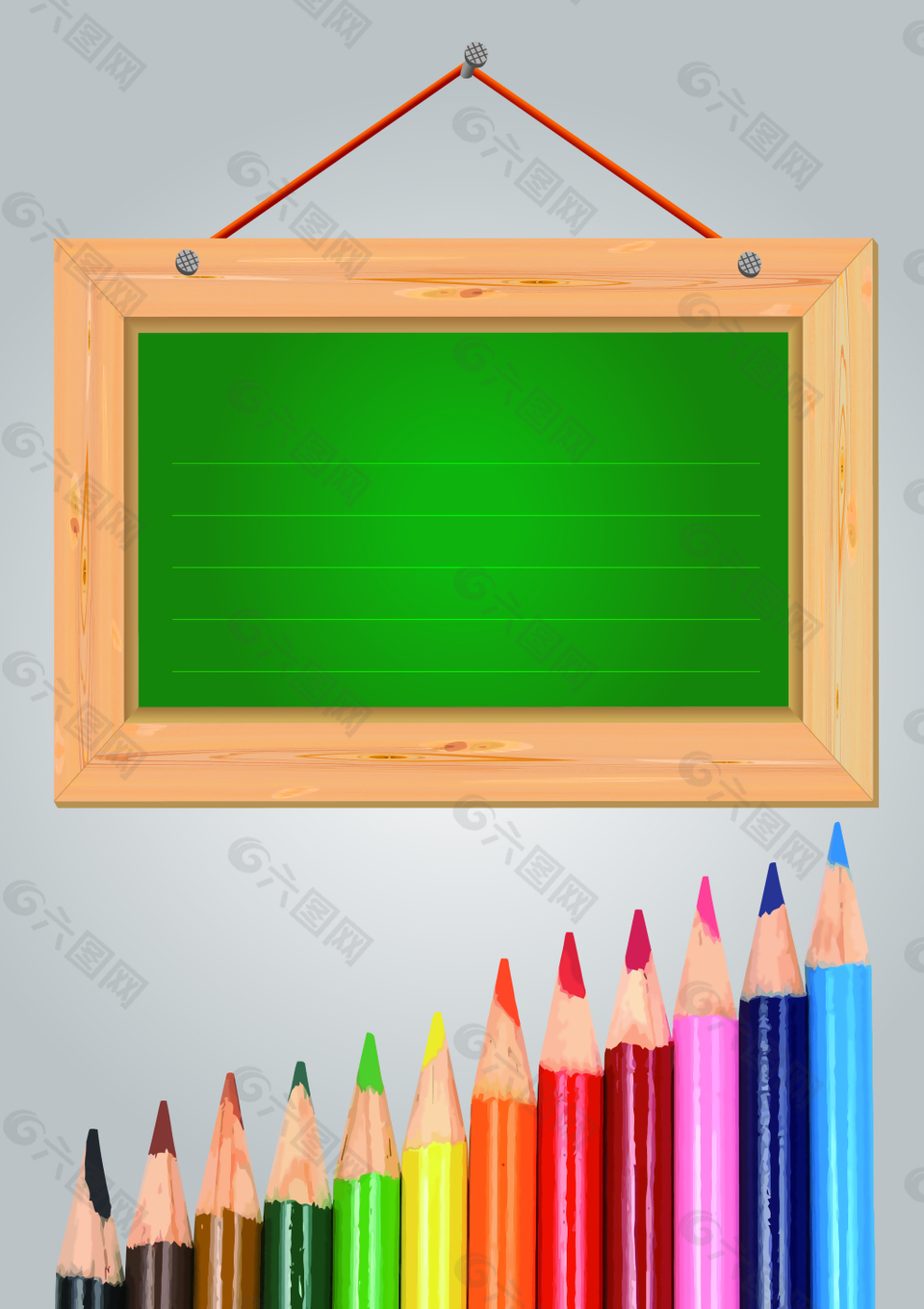 矢量彩色铅笔木牌教育背景素材