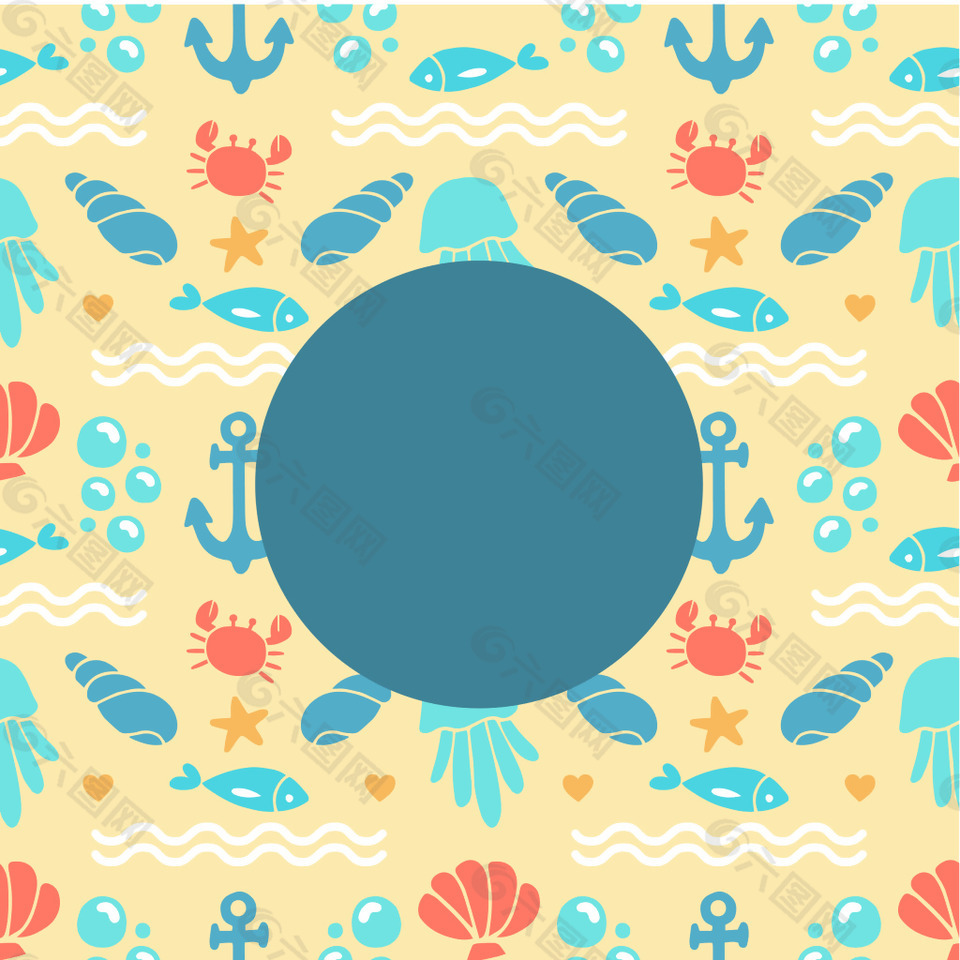 海洋动植物海报背景矢量