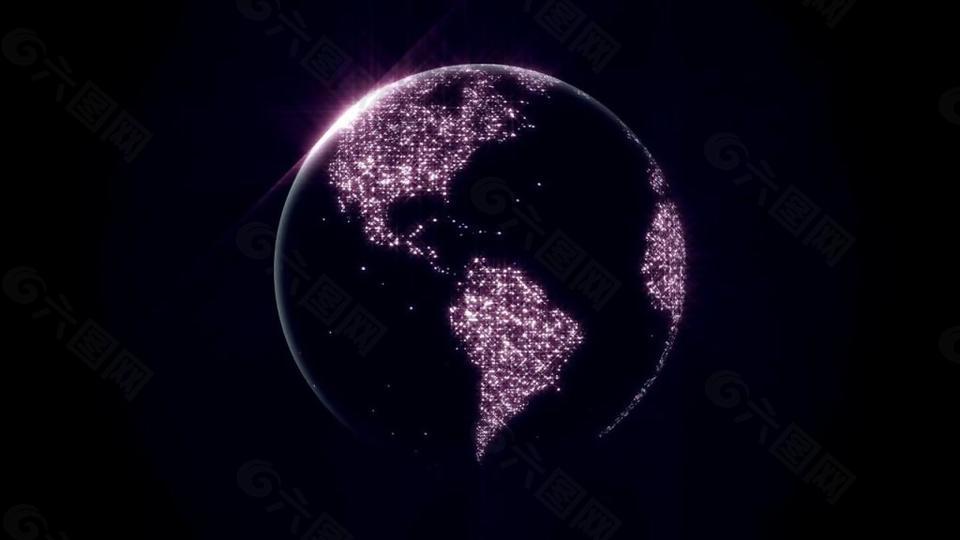 紫色光影地球缩放特效循环视频素材