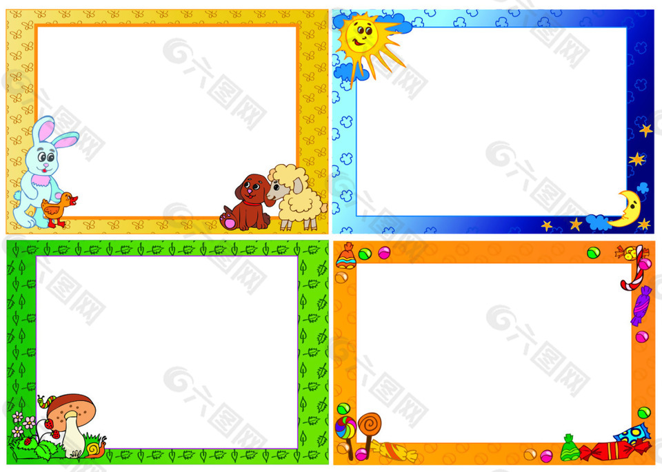 四款儿童卡通边框矢量素材