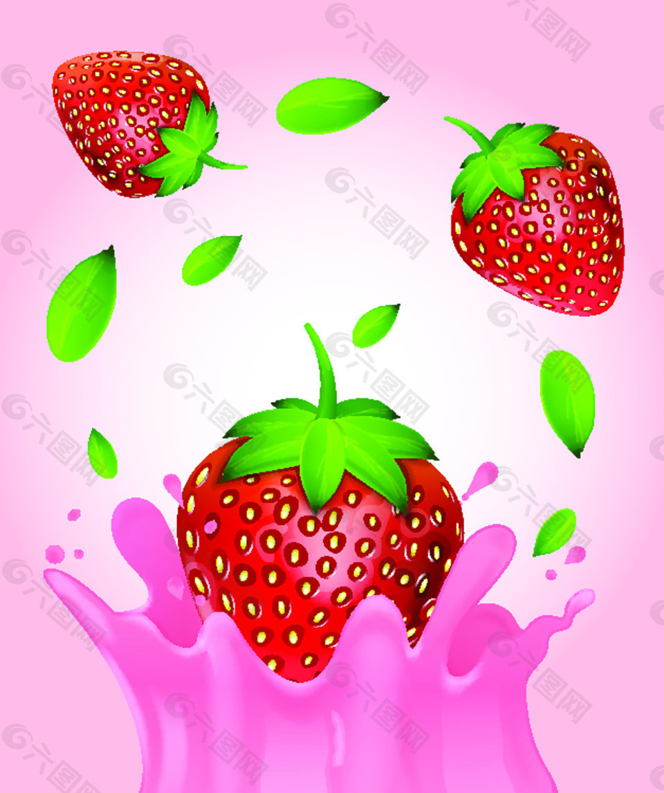 甜美草莓卡通矢量素材