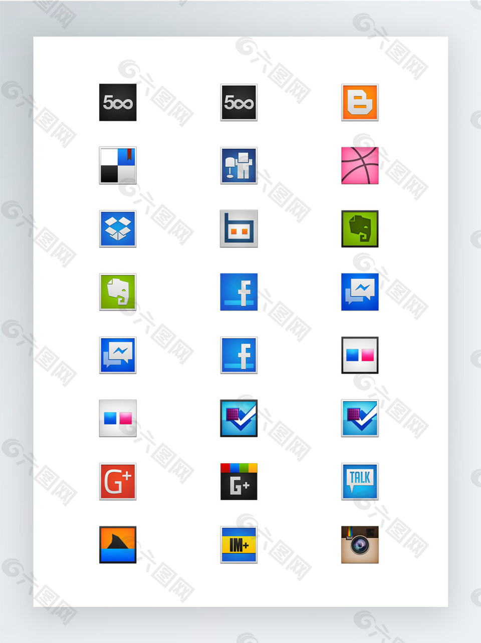 小方块社交媒体图标集