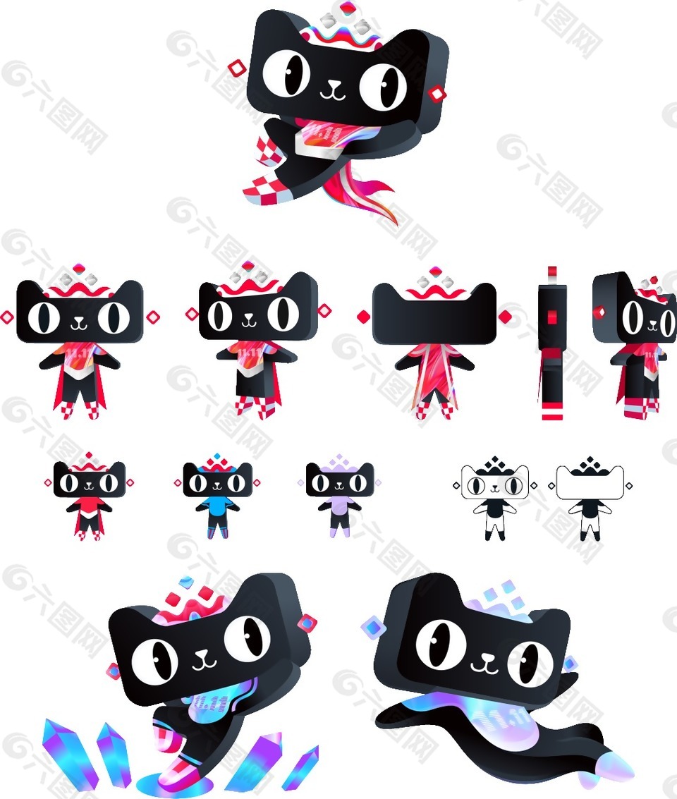 双11双十一天猫形象淘宝素材图标图像黑猫