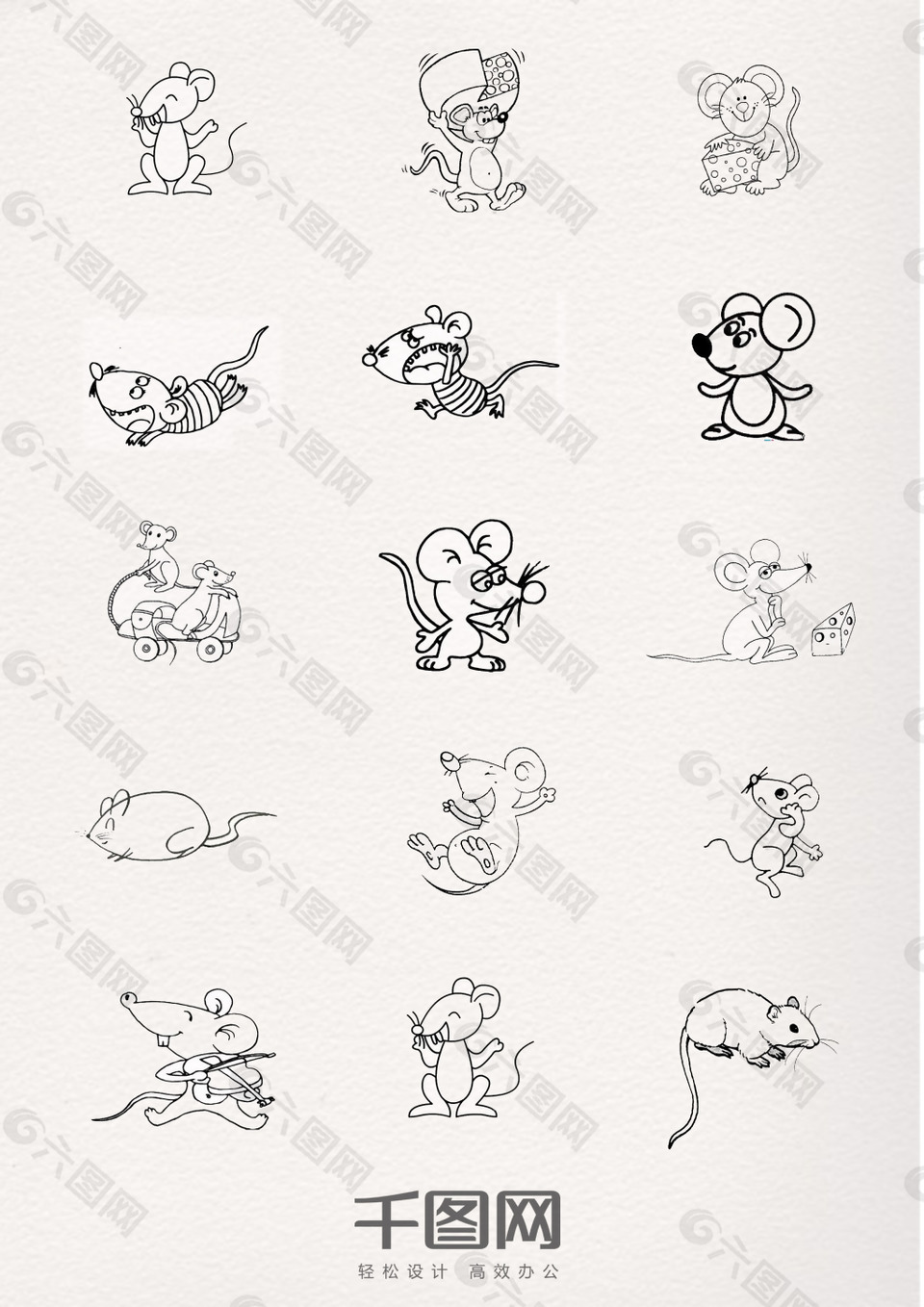 老鼠线条动物简笔画