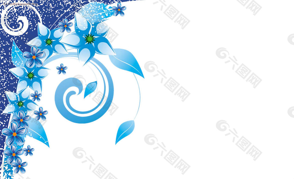 抽象蓝色花卉图形免抠png透明素材