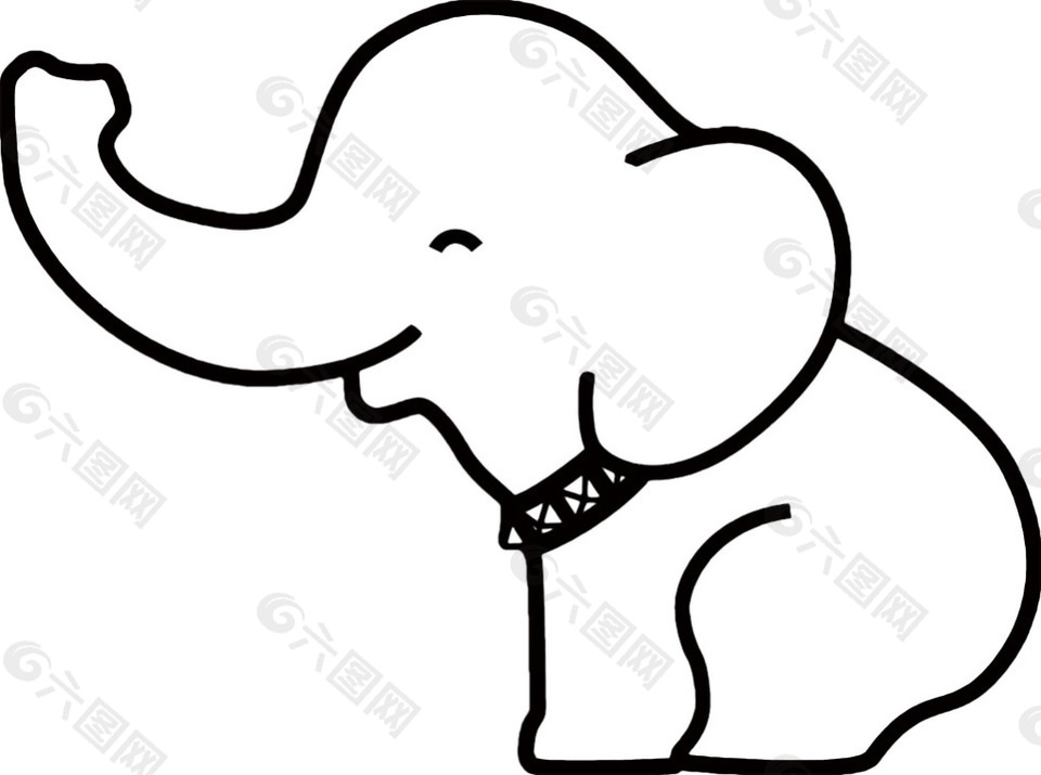可爱大象简笔画免抠png透明素材