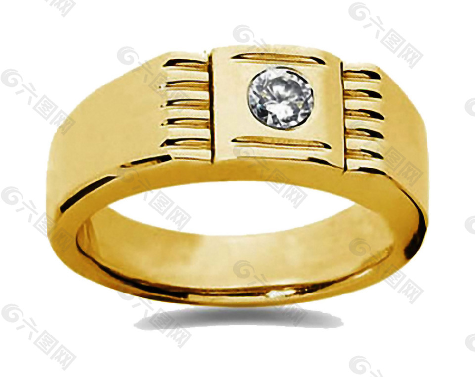 镶钻黄金戒指免抠png透明素材