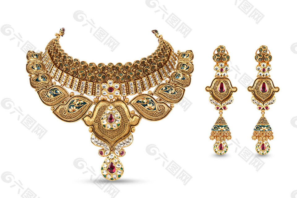 印度风格黄金首饰免抠png透明素材