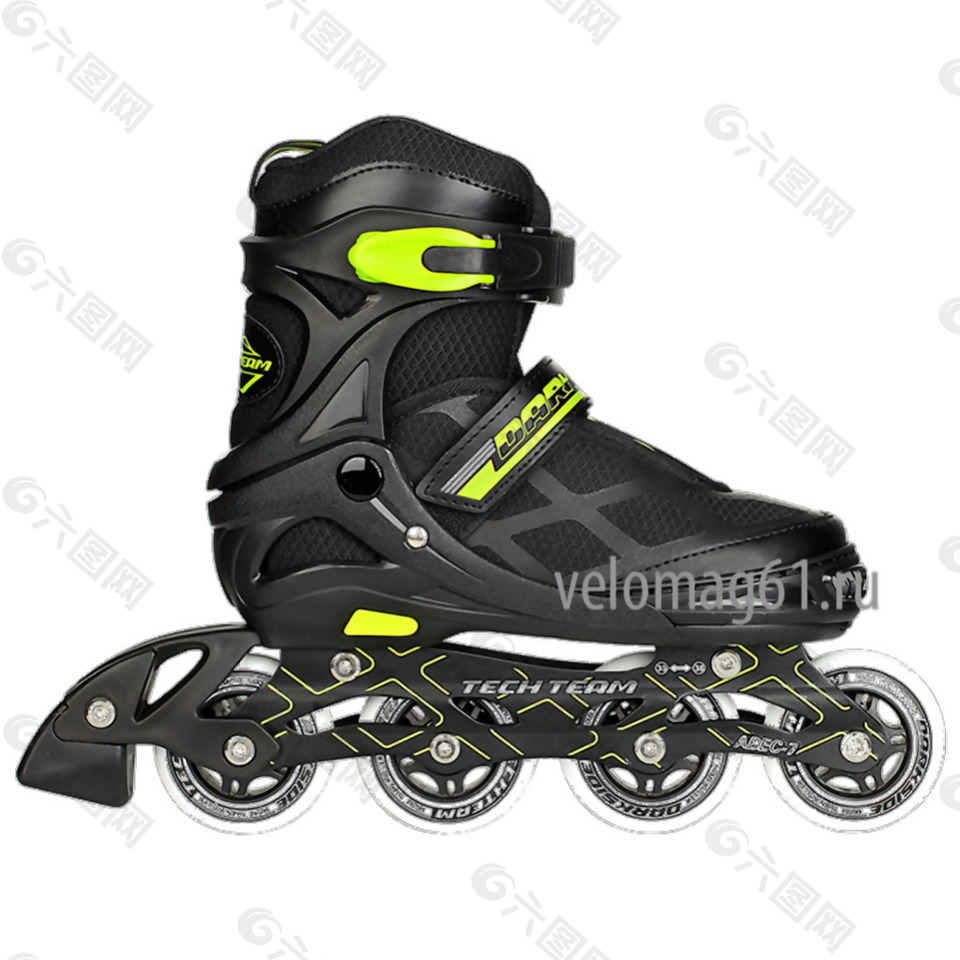 黑色溜冰鞋侧面图免抠png透明素材