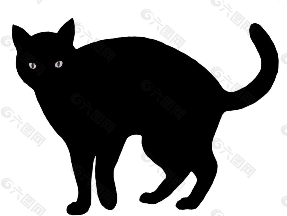 手绘黑猫剪影免抠png透明素材
