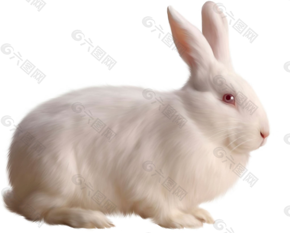 白色兔子侧面图免抠png透明素材