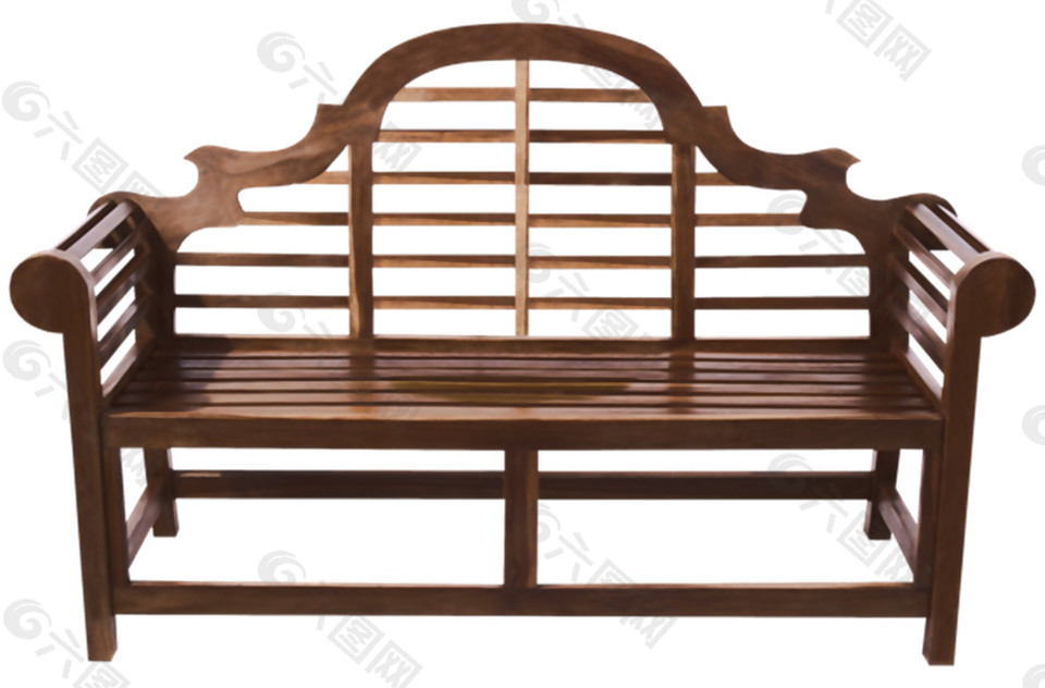 古代实木长椅图案元素