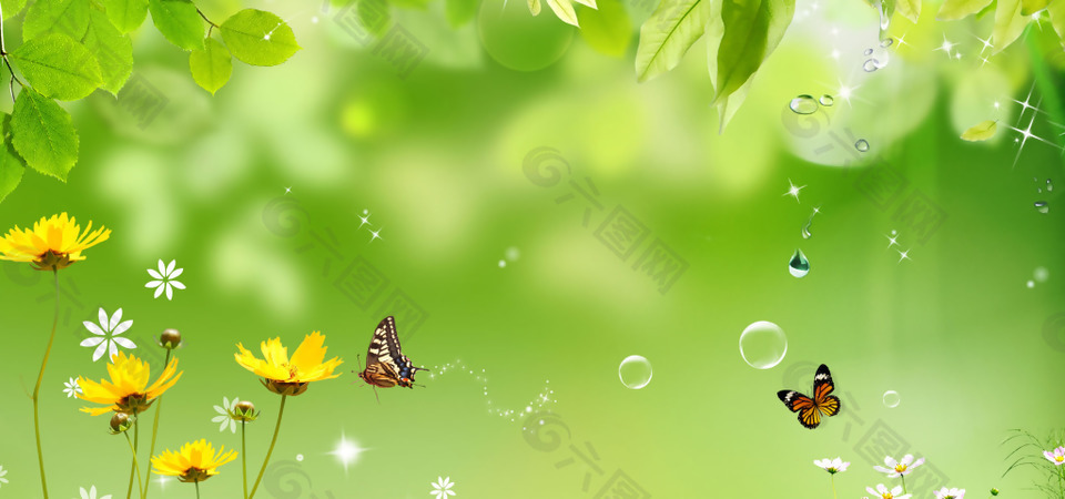 清新绿色树叶banner背景素材背景素材免费下载(图片编号:9019697)-六