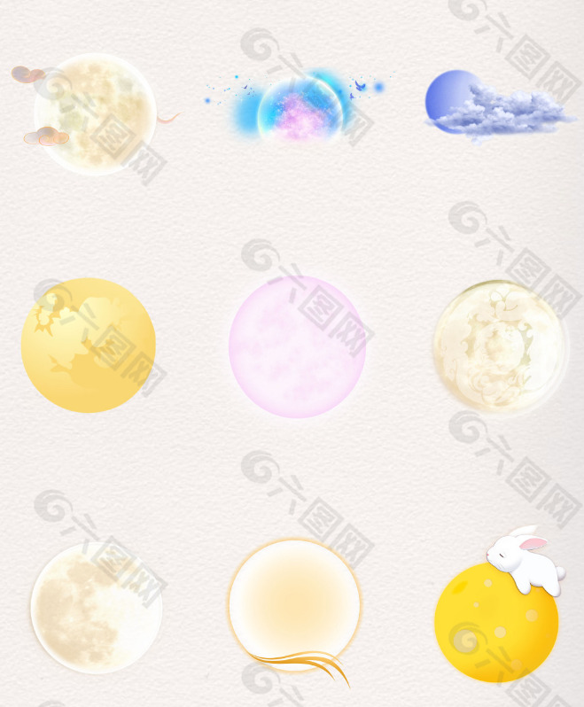 卡通唯美发光满月月亮