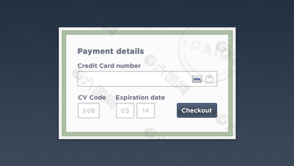 切割好的信用卡付款表单带PSD源文件