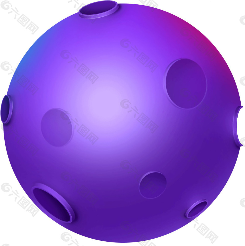 紫色圆洞气球png元素素材