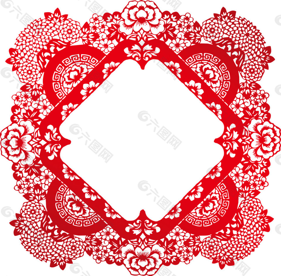 精美红色花式菱形边框图案
