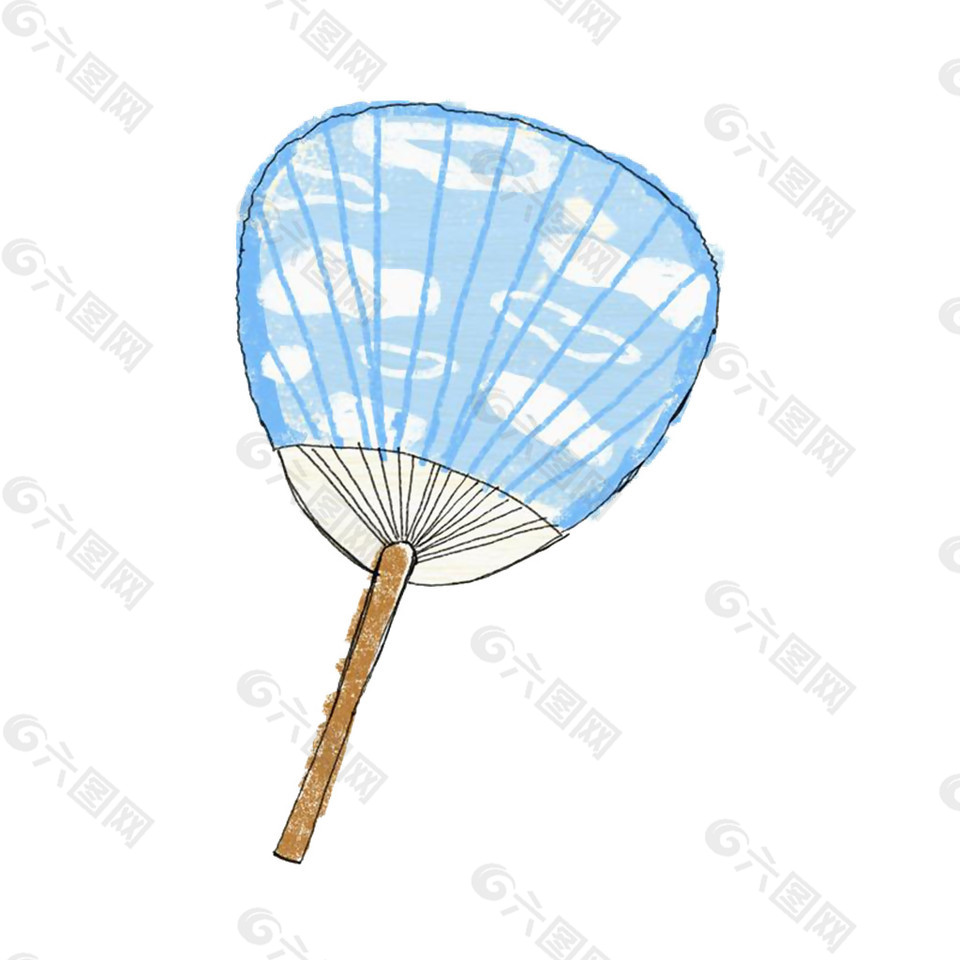 简约蓝色广告扇图案元素