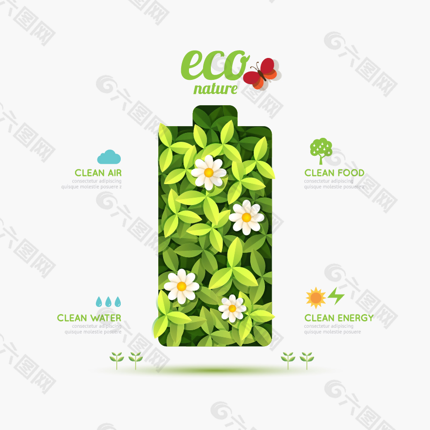 绿色环保电池图标元素