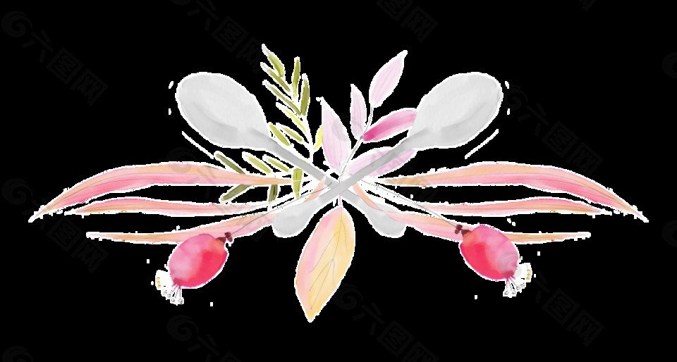 简约线条花卉透明装饰图案