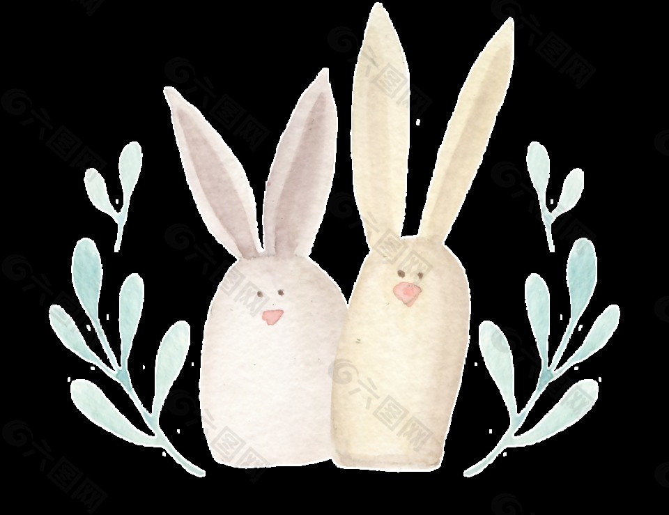 可爱兔子透明装饰图案