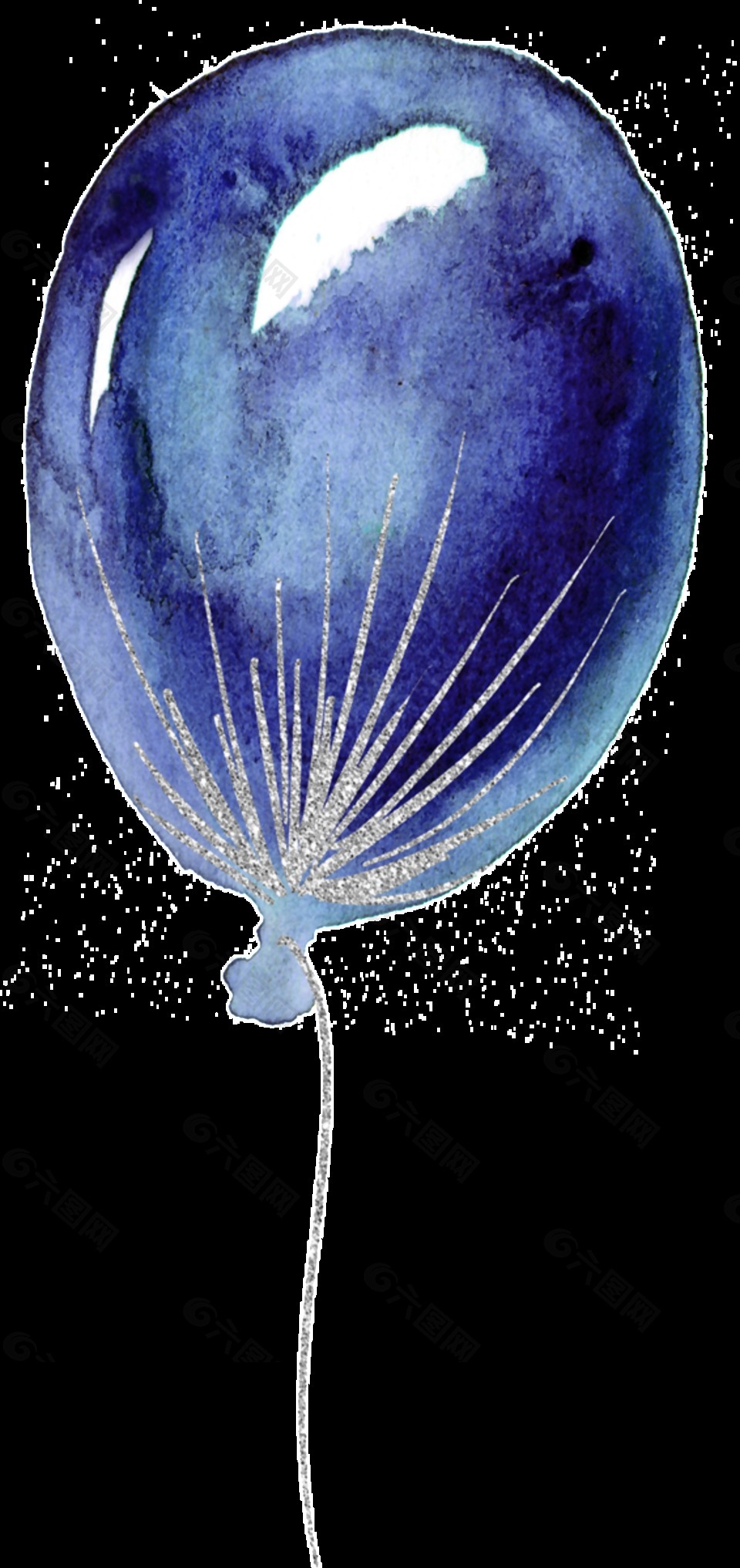 手绘紫色气球透明装饰图案