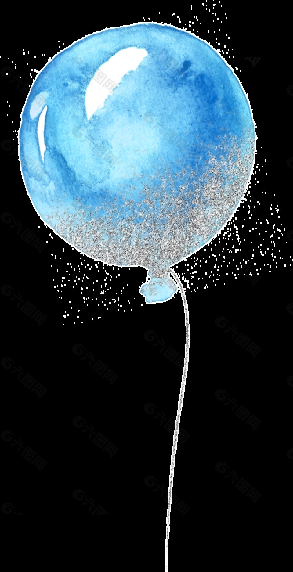 手绘星空蓝气球透明装饰图案