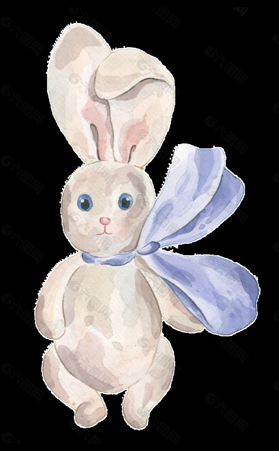 清新水彩画兔子装饰图案