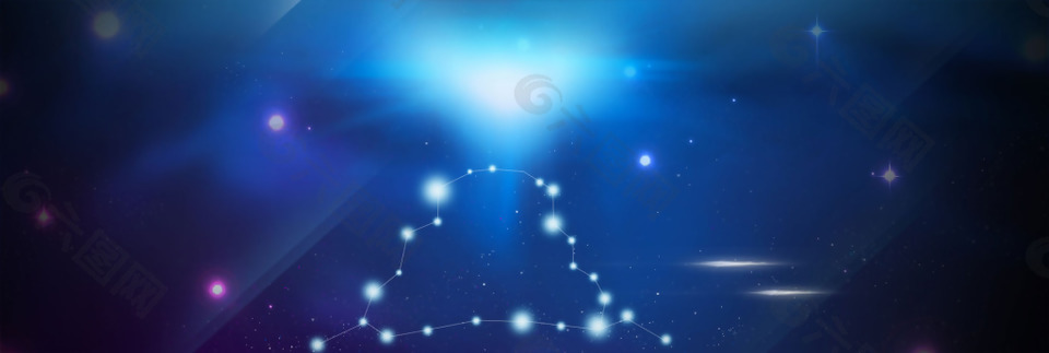 蓝色星光点banner背景素材