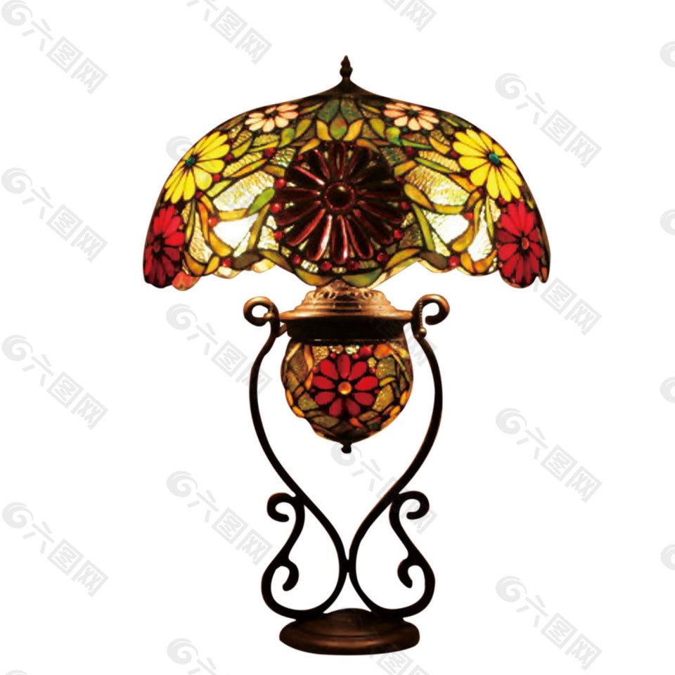 手绘欧式台灯元素