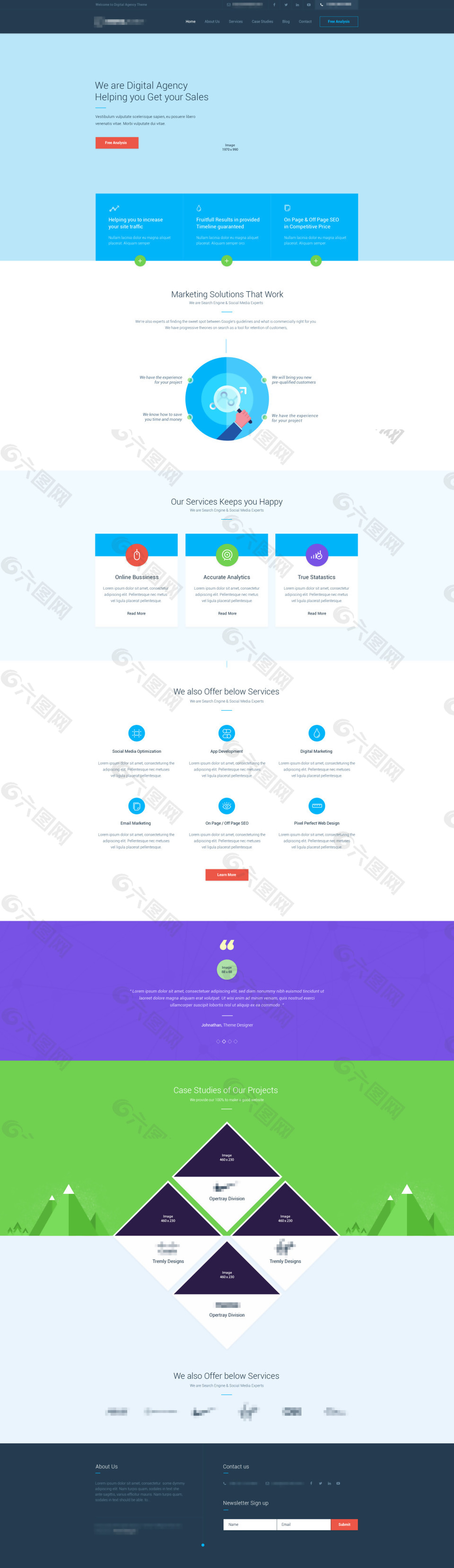 蓝色的商务科技企业个人网站模板