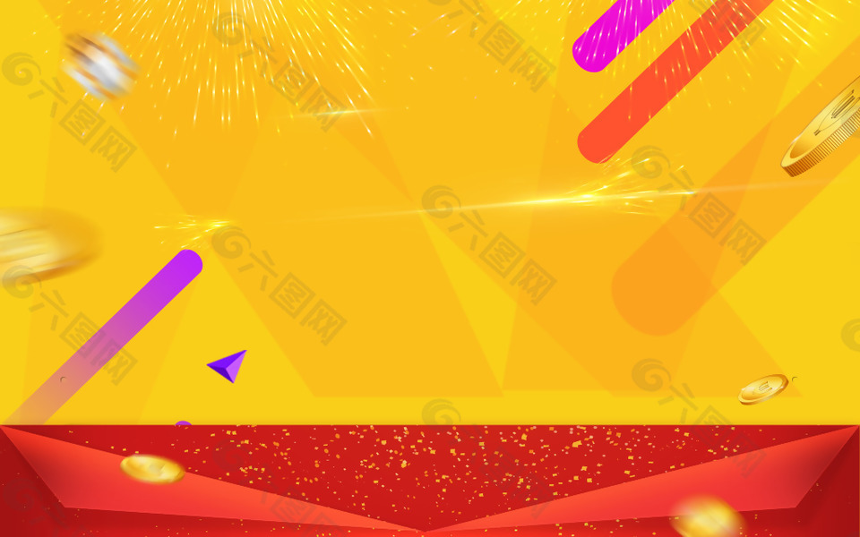 黄色促销光束背景