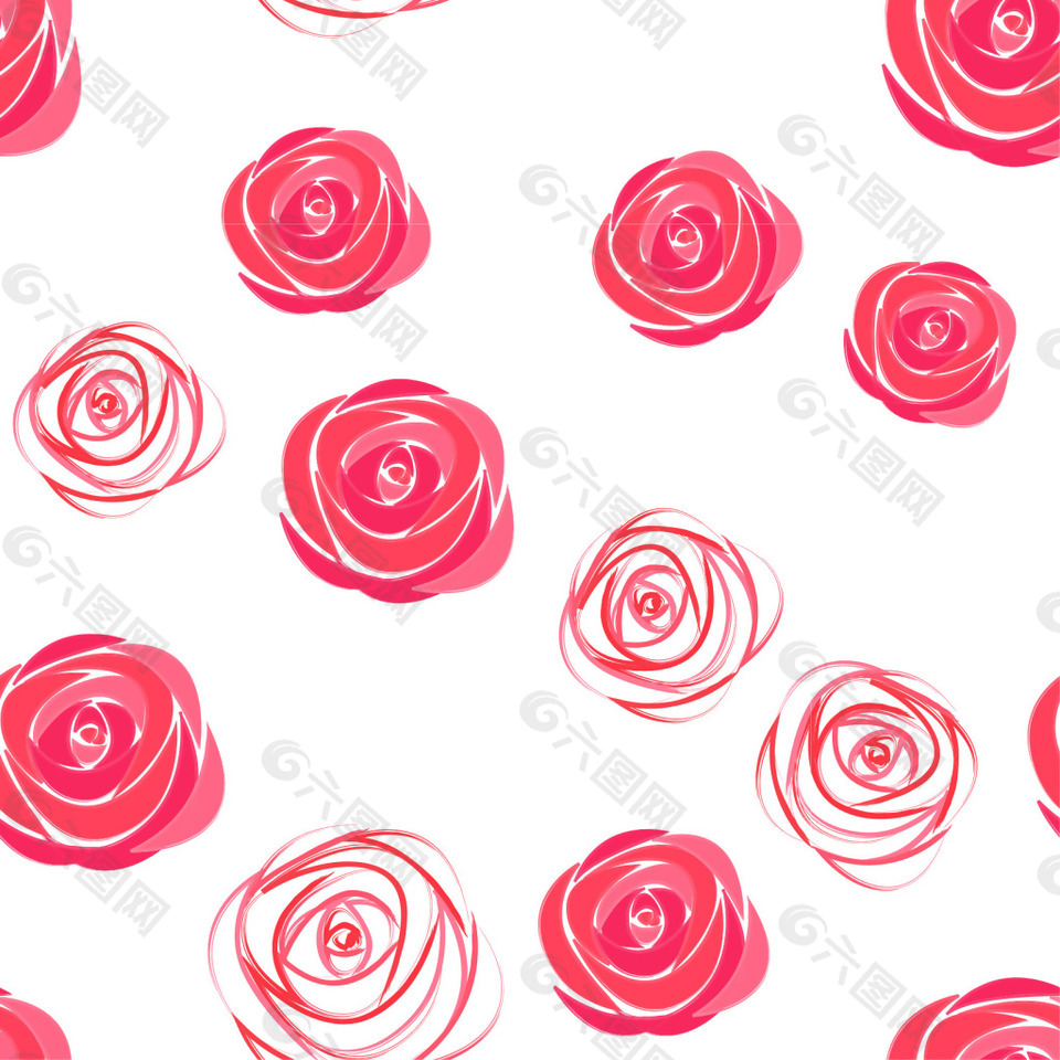 手绘线条玫瑰元素
