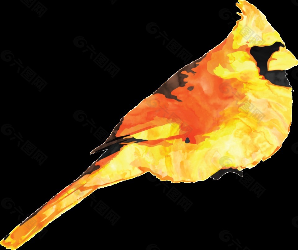 黄色小鸟透明装饰素材