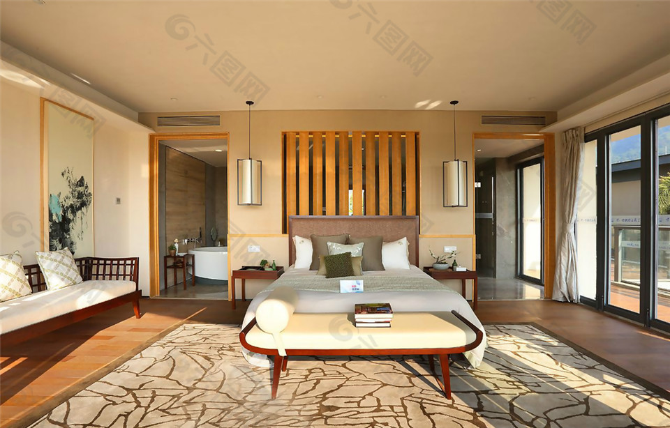 简约卧室方形吊顶装修效果图