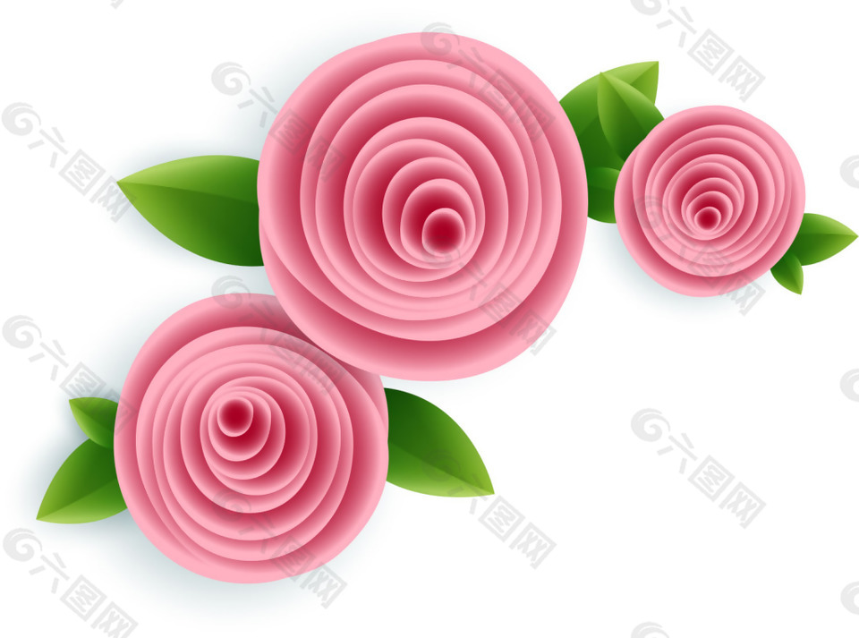 手绘粉色玫瑰元素