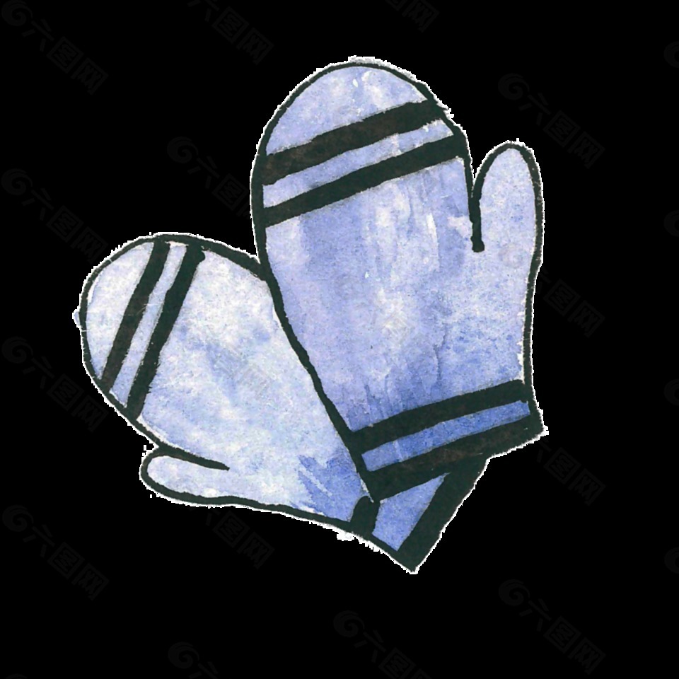 蓝毛手套透明素材