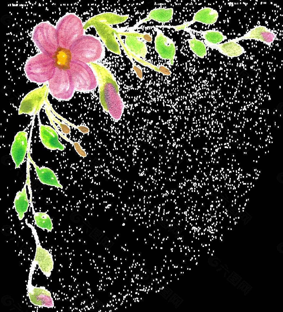 小清新手绘花朵透明素材