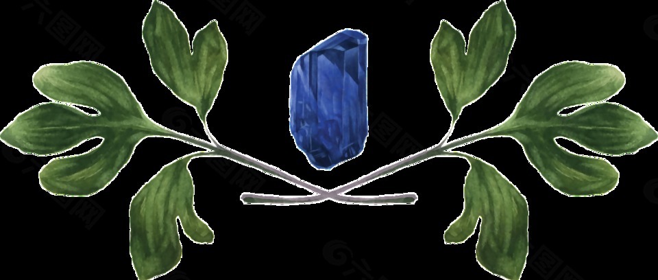 蓝色石头植物png透明素材