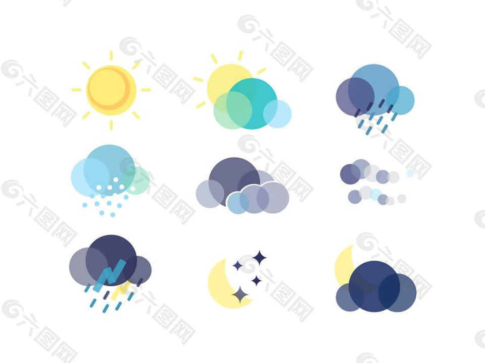 彩色天气图标sketch素材