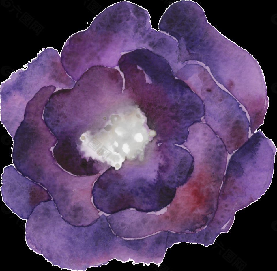 手绘水彩紫色花png透明素材设计元素素材免费下载 图片编号 六图网