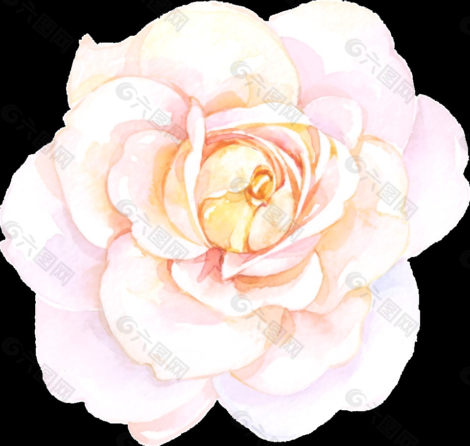 手绘有层次粉红色淡雅花朵png透明素材