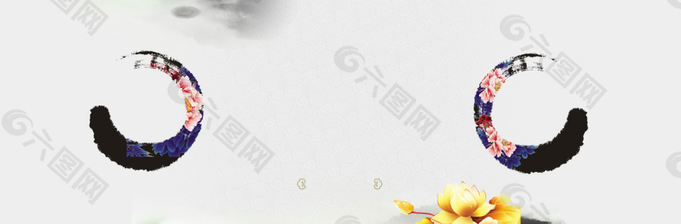 水墨圆形banner背景素材